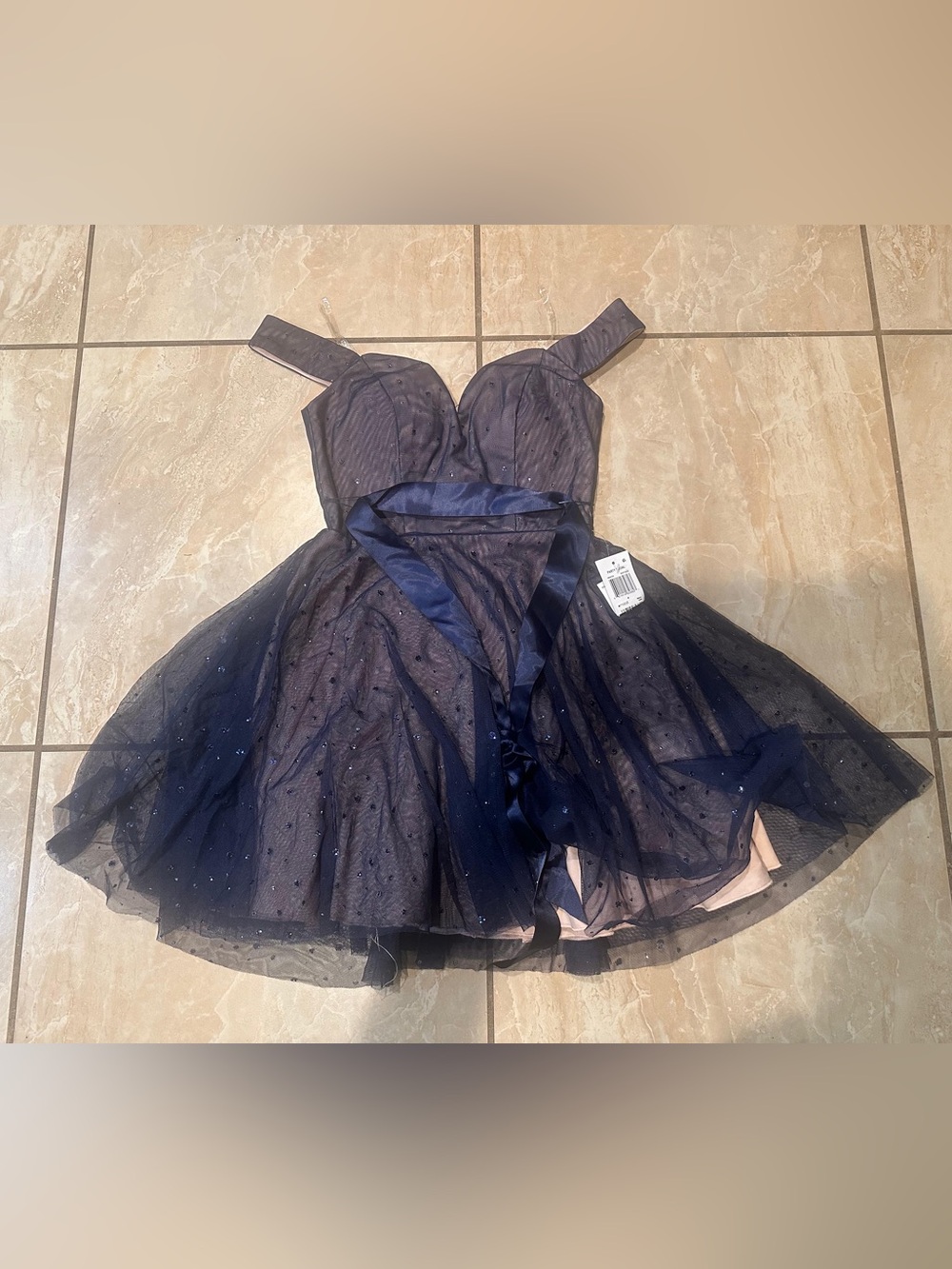NWT navy blue Teeze Me junior's mini cocktail party dress Size 1/2